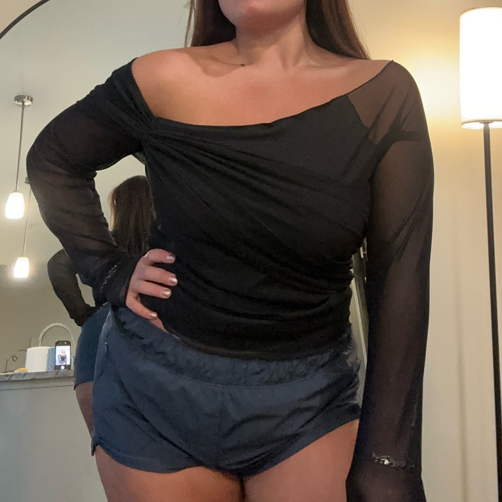 NWOT Fashion Nova Sheer Black Off-Shoulder Top